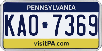 PA license plate KAO7369