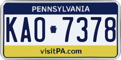 PA license plate KAO7378