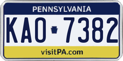 PA license plate KAO7382
