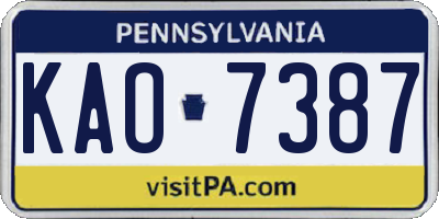 PA license plate KAO7387