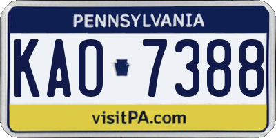 PA license plate KAO7388