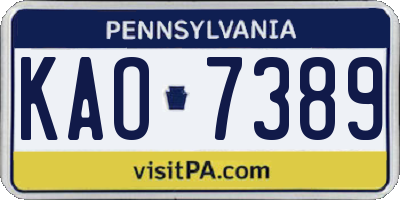 PA license plate KAO7389