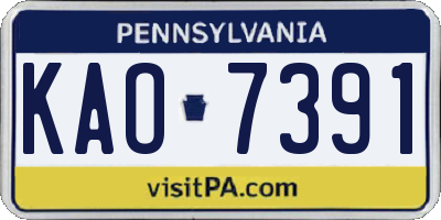 PA license plate KAO7391