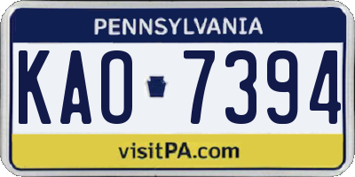 PA license plate KAO7394