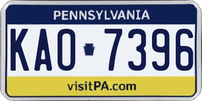 PA license plate KAO7396