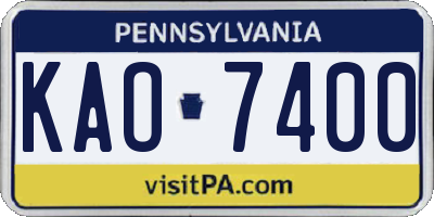 PA license plate KAO7400