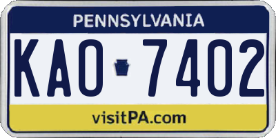 PA license plate KAO7402