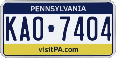 PA license plate KAO7404