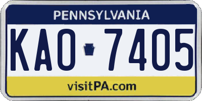 PA license plate KAO7405
