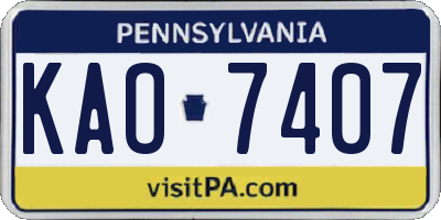 PA license plate KAO7407