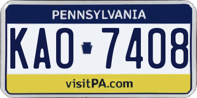PA license plate KAO7408