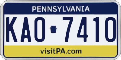 PA license plate KAO7410