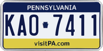 PA license plate KAO7411