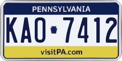 PA license plate KAO7412