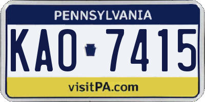 PA license plate KAO7415