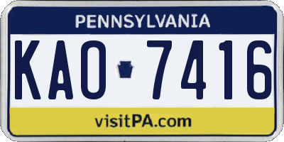 PA license plate KAO7416