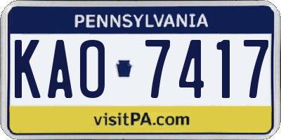 PA license plate KAO7417