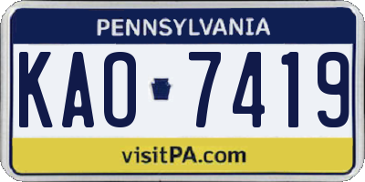 PA license plate KAO7419