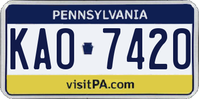 PA license plate KAO7420