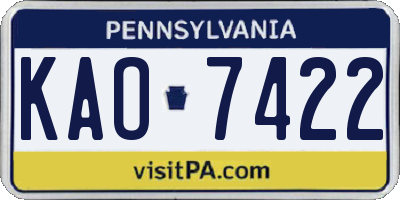 PA license plate KAO7422