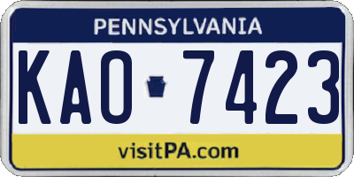 PA license plate KAO7423