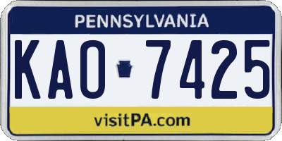 PA license plate KAO7425
