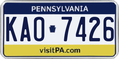PA license plate KAO7426