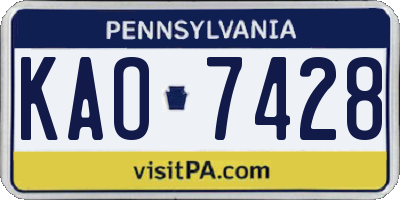 PA license plate KAO7428