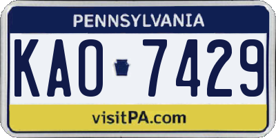 PA license plate KAO7429
