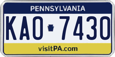 PA license plate KAO7430