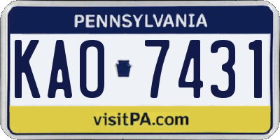 PA license plate KAO7431