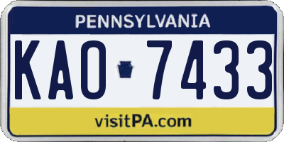 PA license plate KAO7433