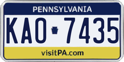 PA license plate KAO7435