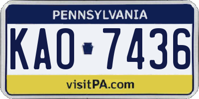 PA license plate KAO7436