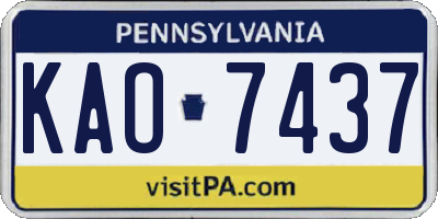 PA license plate KAO7437