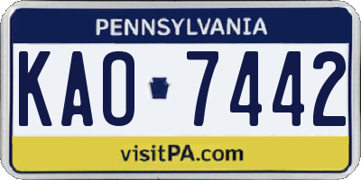 PA license plate KAO7442