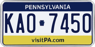 PA license plate KAO7450