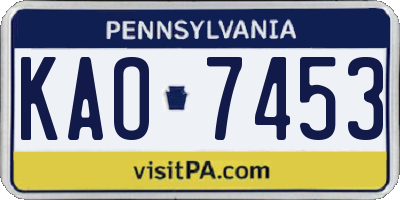 PA license plate KAO7453