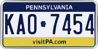 PA license plate KAO7454
