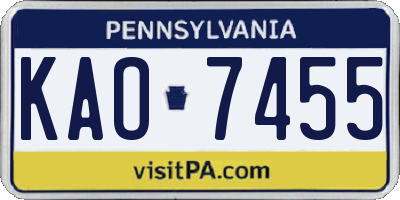 PA license plate KAO7455