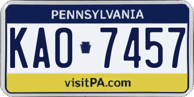 PA license plate KAO7457