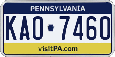 PA license plate KAO7460