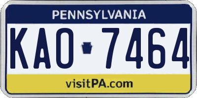 PA license plate KAO7464