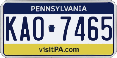 PA license plate KAO7465