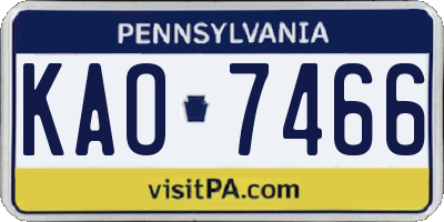 PA license plate KAO7466