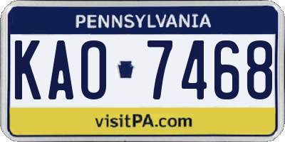 PA license plate KAO7468
