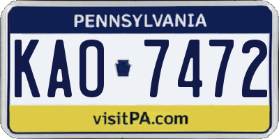 PA license plate KAO7472