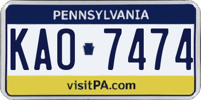 PA license plate KAO7474