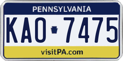 PA license plate KAO7475