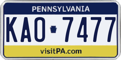 PA license plate KAO7477